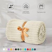 Bedelite Fleece Blanket Twin Size - 3D Ribbed Jacquard Soft And Warm Decorative Fuzzy Blankets - Cozy  Fluffy  Plush Lightweight Throw Blankets For Couch  Bed  Sofa(Beige  60X80 Inches)