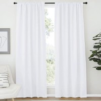 Nicetowm Window Treatment Curtain Panels White Color W34 X L54 2 Pieces Semi Blackout Window Treatment Drape Panel For Kid