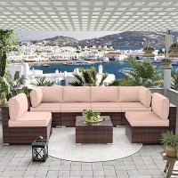 Udpatio Outdoor Replacement Cushions For Patio Furniture  Water-Resistant Patio Cushions For 6-Seat Sectional Patio Conversation Sets  14-Piece Outdoor Couch Cushions Patio Sofa Cushions (Beige)