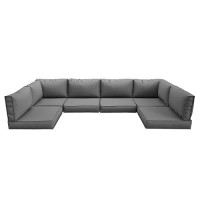 Udpatio Outdoor Replacement Cushions For Patio Furniture  Water-Resistant Patio Cushions For 6-Seat Sectional Patio Conversation Sets  14-Piece Outdoor Couch Cushions Patio Sofa Cushions (Grey)