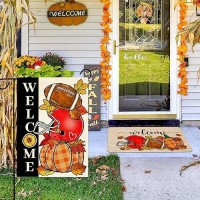 Baccessor Fall Football Doormat Indoor Outdoor Rug Pumpkin Autumn Sports Game Day Front Welcome Decorative Door Mat Anti-Slip Rubber For Seasonal Kitchen Entrance Floor Decoration 17 X 36 Inch (Long)