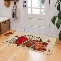 Baccessor Fall Football Doormat Indoor Outdoor Rug Pumpkin Autumn Sports Game Day Front Welcome Decorative Door Mat Anti-Slip Rubber For Seasonal Kitchen Entrance Floor Decoration 17 X 36 Inch (Long)