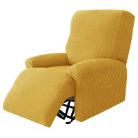 Stretch 4-Piece Recliner Chair Covers, Soft Jacquard Fabric Reclining Sofa Slipcover With Pocket Armchair Covers For Pets Kids-Yellow-Chair