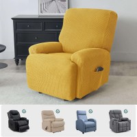 Stretch 4-Piece Recliner Chair Covers, Soft Jacquard Fabric Reclining Sofa Slipcover With Pocket Armchair Covers For Pets Kids-Yellow-Chair