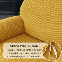 Stretch 4-Piece Recliner Chair Covers, Soft Jacquard Fabric Reclining Sofa Slipcover With Pocket Armchair Covers For Pets Kids-Yellow-Chair