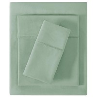 Softan Microfiber Twin Bed Sheet Set  3 Pieces - Sage Green  Deep Pocket Fitted Sheet With 15'' Pockets