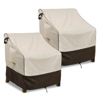 Brivic Patio Furniture Covers Waterproof For Chair, Outdoor Lawn Chair Covers Fits Up To 36W X 37D X 36H Inches(2Pack), White & Brown