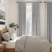 Grey Living Room Curtains 92 Inch Length 2 Panel Set Back Tab Neutral Light Gray Linen Sheer Curtain Soft Cotton Farmhouse Drape