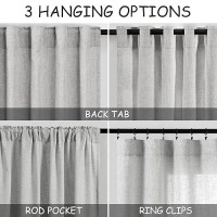 Grey Living Room Curtains 92 Inch Length 2 Panel Set Back Tab Neutral Light Gray Linen Sheer Curtain Soft Cotton Farmhouse Drape