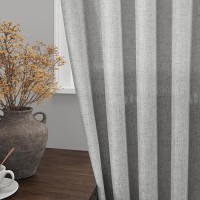 Grey Living Room Curtains 92 Inch Length 2 Panel Set Back Tab Neutral Light Gray Linen Sheer Curtain Soft Cotton Farmhouse Drape