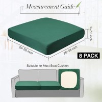 Newwiee 8Pcs Patio Stretch Sofa Cushion Cover Outdoor Cushion Cover Replacement Patio Furniture Cushions Couch Slipcovers Chair Seat Cover Soft Flexibility Protector(Dark Green  Waterproof Pure)