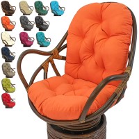 Outdoor Swivel Rocker Cushion, Waterproof Improved Comfy Hammocks Papasan Chair Cushion,120*60Cm Rocking Chair Cushion+ Tufted High Back, For Rattan Swing Wicker Rattan Egg Chair(Color:Orange)
