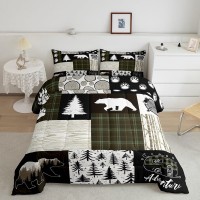 Bear Comforter Set Queen Size Pine Trees Animals Hunting Bedding Set For Kids Boys Girls Adults Room Decor Camping Adventure Rus