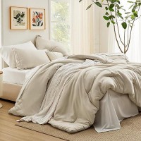 Bedsure Twin Comforter Set Beige 5 Pieces Boho Bed In A Bag Twin Gift For Christmas Contrasting Design Bedding Set With Soft C