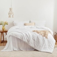 Loves Cabin Seersucker White 7 Pieces Comforter Set Full All Season Lightweight Bedding Set Full Bed In A Bag Comforter Set W