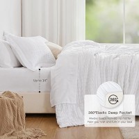 Loves Cabin Seersucker White 7 Pieces Comforter Set Full All Season Lightweight Bedding Set Full Bed In A Bag Comforter Set W