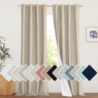 Nicetown Taupe 100 Blackout Linen Curtains 120 Inch Long Burg Farmhouse Thick Completely Blackout Window Treatment Panels Ther