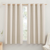 Nicetown 100 Absolutely Blackout Linen Curtains With Thermal Insulated White Liner Beige 52 Wide By 45 Long 2 Pieces An