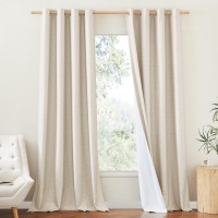 Nicetown 100 Absolutely Blackout Linen Curtains With Thermal Insulated White Liner 52 W 2 Pcs Beige 90 Long Drapes Swee