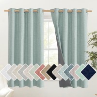 Nicetown 100 Absolutely Blackout Linen Curtains With Thermal Insulated White Liner Seafoam Green 52 Inches Wide 48 Inches Le