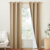 Nicetown 100 Absolutely Blackout Linen Curtains With Thermal Insulated White Liner Camel W42 X L84 2 Panels Long Curtains 8