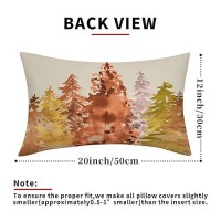 Rustic Fall Lumbar Pillow Covers 12X20 Set Of 2 Watercolor Tree Autumn Color Nature Themed Style Burnt Orange Forest Print Decor