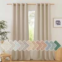 Nicetown Linen Angora Curtains 120 Inches Long For Bedroom Grommet Privacy Assured Semi Sheer With Light Filtering Thick Flax L