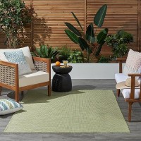 Nourison Positano Indoor/Outdoor Green 4' X 6' Area Rug  Easy Cleaning  Non Shedding  Bed Room  Living Room  Dining Room  Backyard  Deck  Patio (4X6)