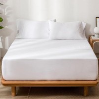 Moomee Bedding Sheet Set 100 Washed Cotton Linen Like Textured Breathable Durable Soft Comfy Bright White Queen