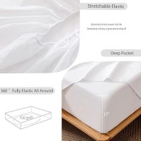 Moomee Bedding Sheet Set 100 Washed Cotton Linen Like Textured Breathable Durable Soft Comfy Bright White King