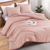 Andency King Size Comforter Set Blush Pink Boho Fluffy Solid Bedding Comforters Sets For Women All Season Soft Lightweight B