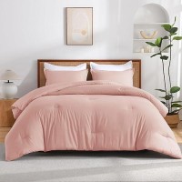 Andency Queen Comforter Set Blush Pink Boho Fluffy Solid Bedding Comforters Sets For Girls Women All Season Soft Lightweight