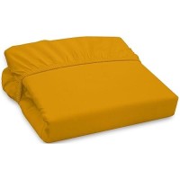 Royale Linen 300 Thread Count 100 Long Staple Combed Cotton Fitted Sheet Super Soft Deep Pocket Bottom Sheet Yellow Fitted