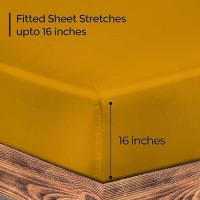 Royale Linens 300 Thread Count 100 Long Staple Combed Cotton Fitted Sheet Super Soft Deep Pocket Bottom Sheet Yellow Fitted