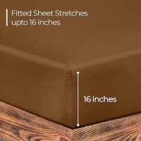 Royale Linens 300 Thread Count 100 Long Staple Combed Cotton Fitted Sheet Super Soft Deep Pocket Sheet Chocolate Fitted She