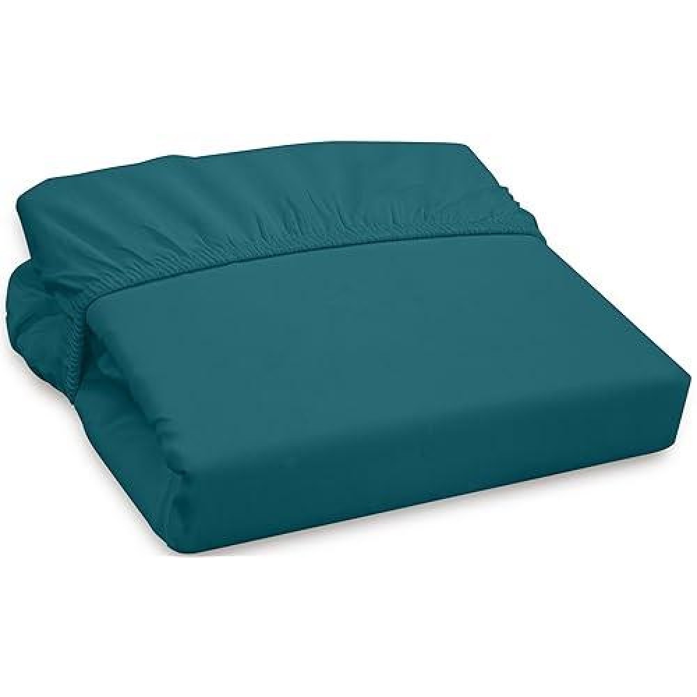 Royale Linens 300 Thread Count 100 Long Staple Combed Cotton Fitted Sheet Super Soft Deep Pocket Bottom Sheet Teal Fitted S