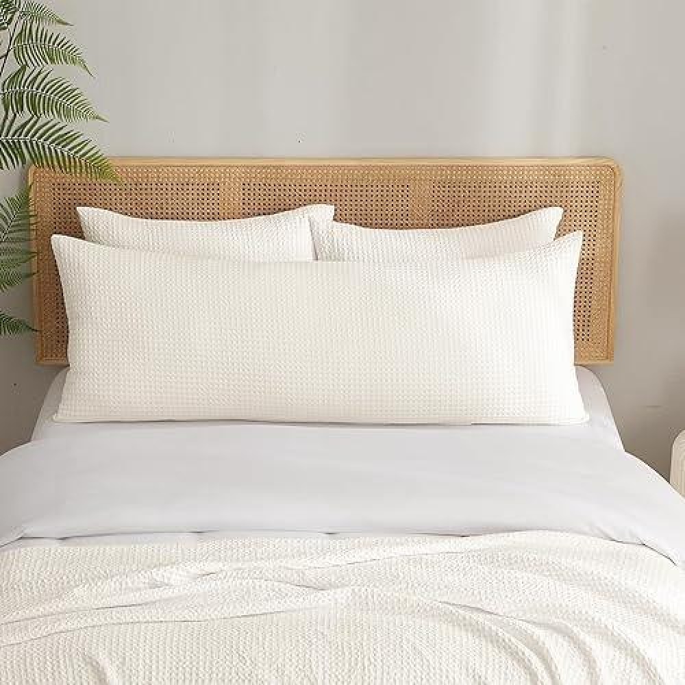 Phf Ultra Soft Waffle Weave Body Pillowcase 20 X 54 No Insert Breathable Skinfriendly Body Pillow Sham With Zipper Dec