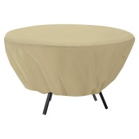 Round Garden Table Cover, 50 Inch Waterproof Round Patio Table Cover, 127 ? 58 Cm, Dustproof Patio Furniture Covers Tear-Resistant For Outdoor Furniture(Beige)