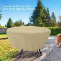 Round Garden Table Cover, 50 Inch Waterproof Round Patio Table Cover, 127 ? 58 Cm, Dustproof Patio Furniture Covers Tear-Resistant For Outdoor Furniture(Beige)