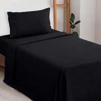 Utopia Bedding Twin Sheets Set - Brushed Microfiber - Soft Bed Sheets For Twin Size Bed Set - Luxury Bedding Sheets With Fitted Sheet  Flat Sheet & 1 Pillow Case - Deep Pocket (Black)