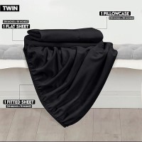 Utopia Bedding Twin Sheets Set - Brushed Microfiber - Soft Bed Sheets For Twin Size Bed Set - Luxury Bedding Sheets With Fitted Sheet  Flat Sheet & 1 Pillow Case - Deep Pocket (Black)