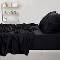 Utopia Bedding Twin Sheets Set - Brushed Microfiber - Soft Bed Sheets For Twin Size Bed Set - Luxury Bedding Sheets With Fitted Sheet  Flat Sheet & 1 Pillow Case - Deep Pocket (Black)