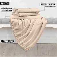 Utopia Bedding Queen Sheet Set - Brushed Microfiber - Soft Bed Sheets For Queen Size Bed Set - Luxury Bedding Sheets With Fitted Sheet  Flat Sheet & 2 Pillow Cases - Deep Pocket (Beige)