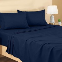 Utopia Bedding Full Sheet Set - Brushed Microfiber - Soft Bed Sheets For Full Size Bed - Luxury Bedding Sheets With Fitted Sheet  Flat Sheet & 2 Pillow Cases - Deep Pocket (Navy)