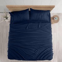 Utopia Bedding Full Sheet Set - Brushed Microfiber - Soft Bed Sheets For Full Size Bed - Luxury Bedding Sheets With Fitted Sheet  Flat Sheet & 2 Pillow Cases - Deep Pocket (Navy)