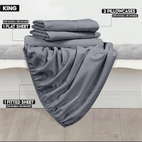 Utopia Bedding King Sheet Set - Brushed Microfiber - Soft Bed Sheets For King Size Bed - Luxury Bedding Sheets With Fitted Sheet  Flat Sheet & 2 Pillow Cases - Deep Pocket (Grey)