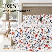 Freshculture Floral Bed Sheets Ultra Soft Full Size Bed Sheets Brushed Microfiber Floral Sheets Deep Pockets Easy Care