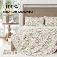 Freshculture Floral Bed Sheets Ultra Soft King Size Sheets Set Brushed Microfiber Floral Sheets Deep Pockets Easy Care