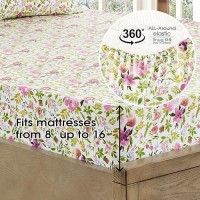 Freshculture Floral Bed Sheets Ultra Soft King Size Sheets Set Brushed Microfiber Floral Sheets Deep Pockets Easy Care