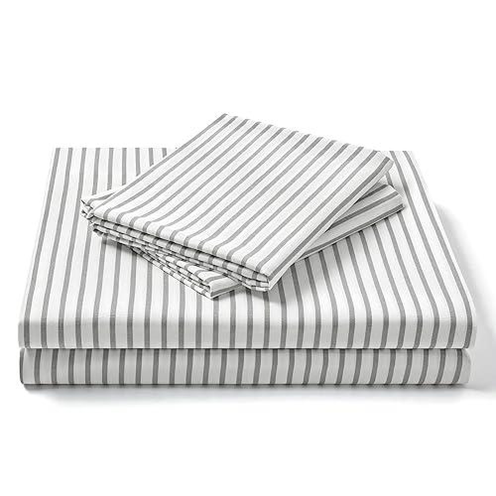 Freshculture Twin Sheets Set Ultra Soft Striped Sheets Brushed Microfiber Deep Pockets Up To 16 Easy Care Hotel Luxu